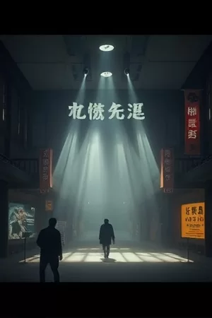 科幻动画《暗河守望》地下暗河中的探照灯光柱竖版画面