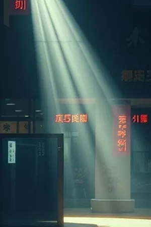 年代剧《雾里灯塔》守塔人在塔顶窗口点燃煤油灯的竖版海报